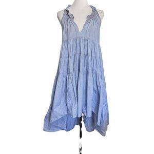 Ros Garden‎ Dress Sleeveless V Neck Feminine Boho Ruffled Tiered Cotton Size M